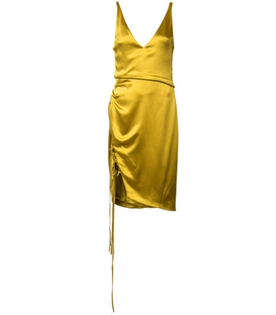 Shop Galvan Gold Lace Up Slit Dress