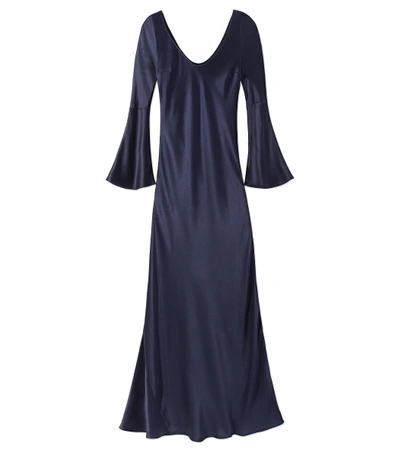 Shop Galvan Blue Pleated Trim Gown