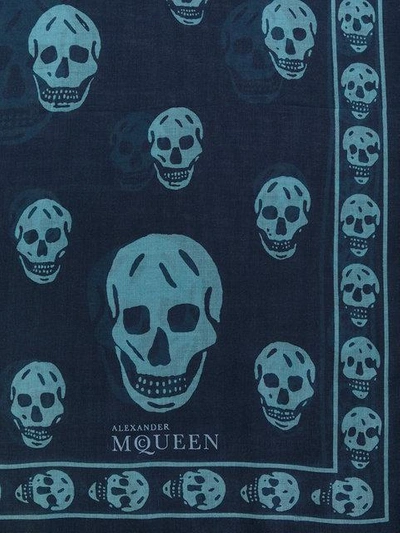 Shop Alexander Mcqueen Skull Print Scarf - Blue