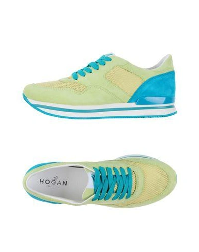 Shop Hogan Woman Sneakers Acid Green Size 4 Leather, Textile Fibers