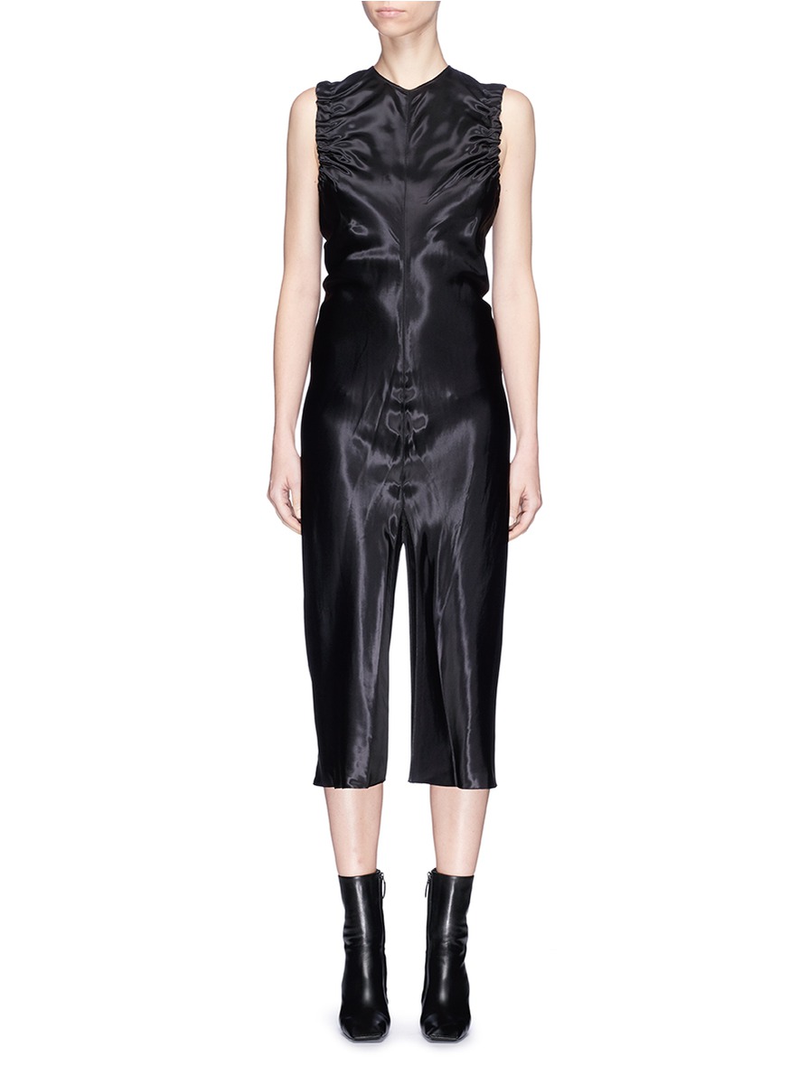 helmut lang ruched satin dress