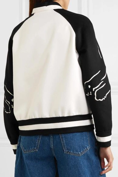 Shop Valentino Appliquéd Wool And Cashmere-blend Bomber Jacket