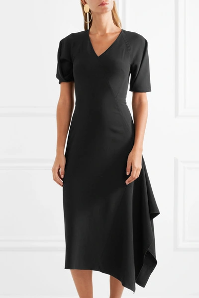 Shop Victoria Beckham Asymmetric Crepe Midi Dress