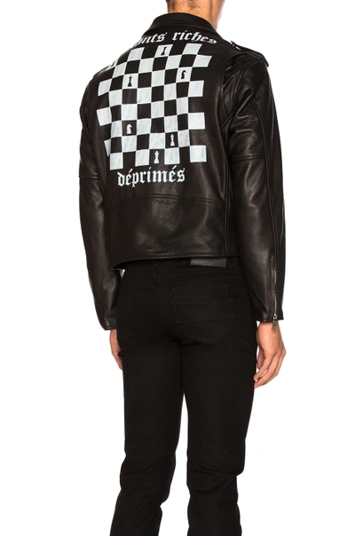 Shop Enfants Riches Deprimes Checker Board Print Leather Jacket In Black.