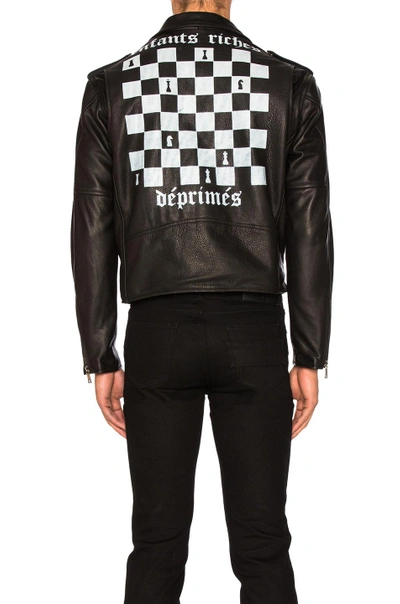 Shop Enfants Riches Deprimes Checker Board Print Leather Jacket In Black.