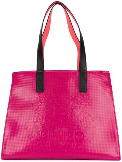 Shop Kenzo Patent Shopping Bag In Pink