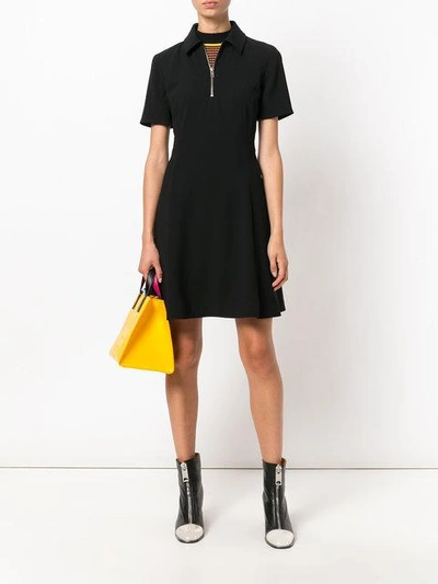 Shop Kenzo Fit And Flare Polo Dress - Black