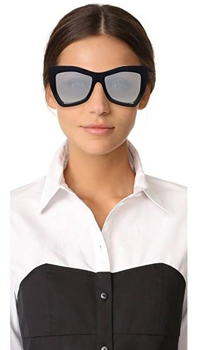 Shop Le Specs Kick It Sunglasses In Black/silver Revo