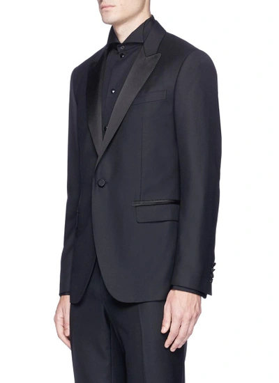 Lanvin Silk Satin Trim Wool Tuxedo Suit | ModeSens
