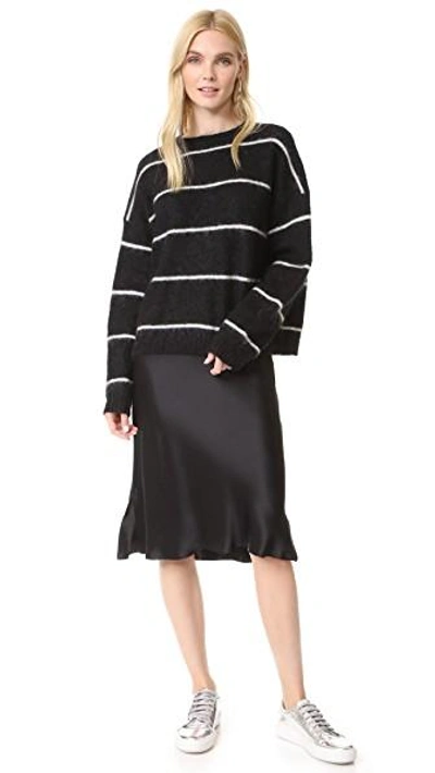 Shop Acne Studios Rhira Mohair Sweater In Black/white Stripe