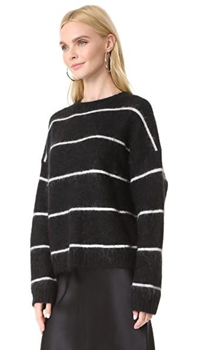 Shop Acne Studios Rhira Mohair Sweater In Black/white Stripe