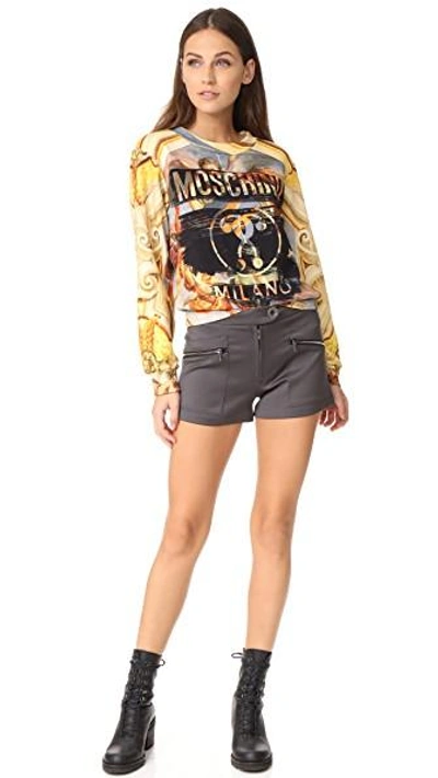Shop Moschino Trouser Shorts In Army Green