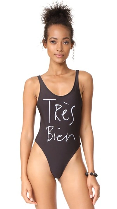Chrldr Tres Bien One Piece Swimsuit In Black