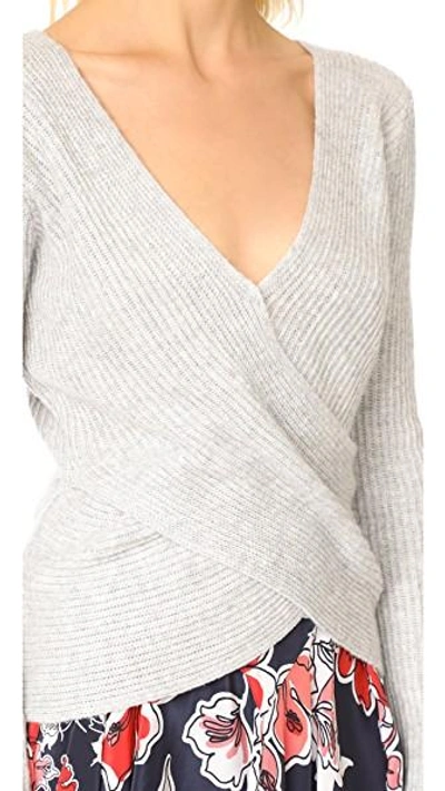 Shop Cupcakes And Cashmere Nikolai Cross Front Sweater In Light Heather Grey