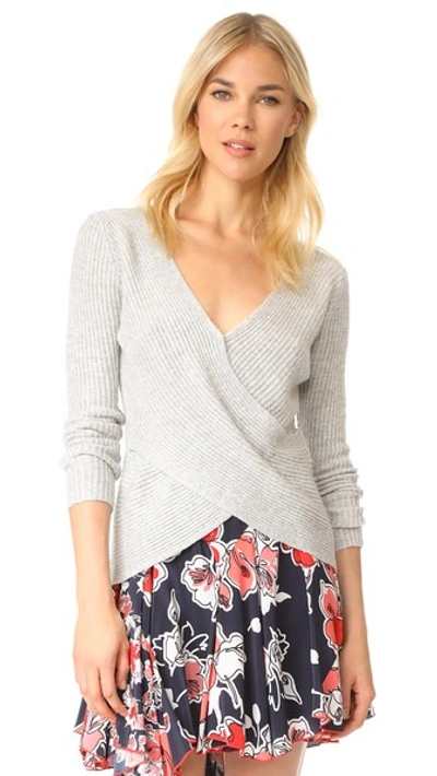 Cupcakes And Cashmere Nikolai Cross Front Sweater In Light Heather Grey