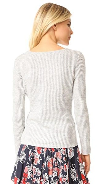 Shop Cupcakes And Cashmere Nikolai Cross Front Sweater In Light Heather Grey