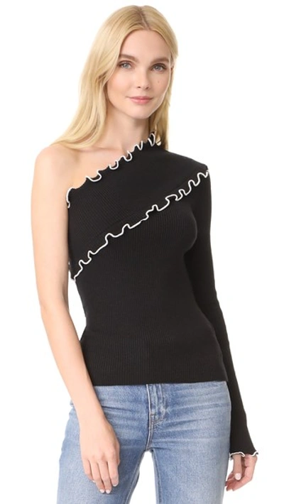 Msgm Knit One-shoulder Top In Black