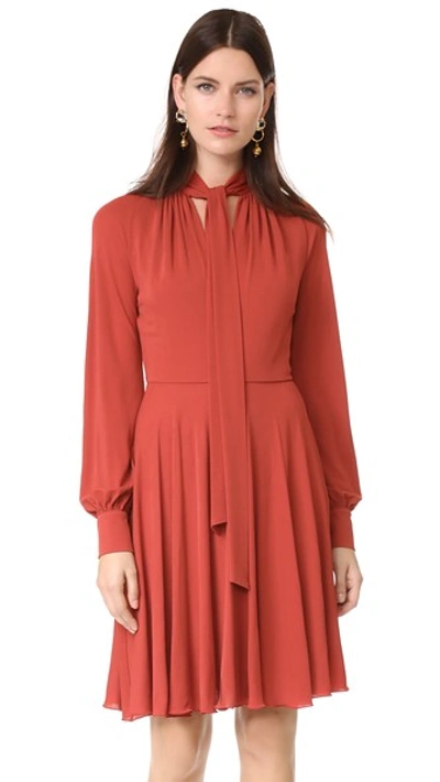 Shop Giambattista Valli Long Sleeve Dress In Brick