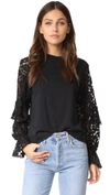 SEE BY CHLOÉ LACE SLEEVE PULLOVER