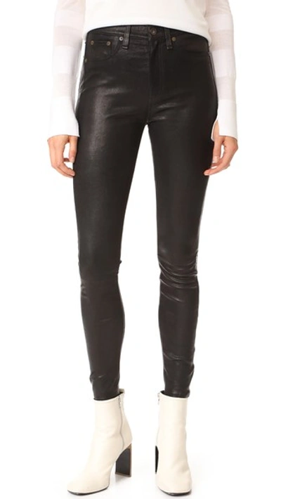 Shop Rag & Bone High Rise Skinny Leather Pants In Black Leather