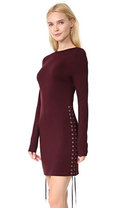 Shop Mcq By Alexander Mcqueen Lace Up Mini Dress In Port