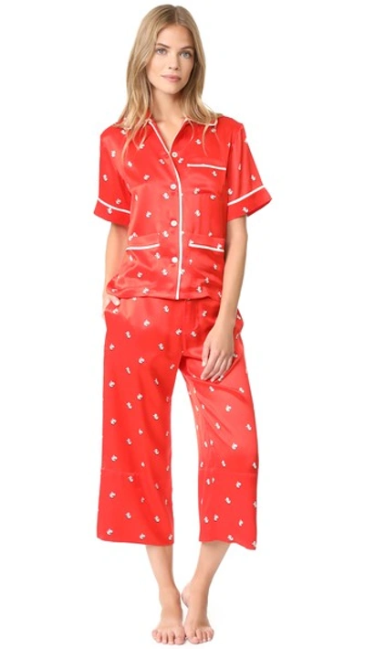 Olivia Von Halle Daria Cindy Printed Silk-satin Pajama Set In Red Print