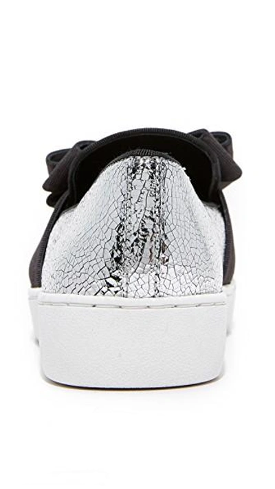 Shop Michael Kors Val Bow Sneakers In Silver