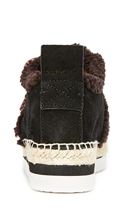 Shop See By Chloé Glyn Shearling Sneakers In Cuoio