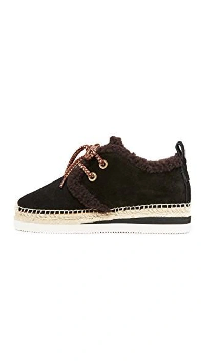 Shop See By Chloé Glyn Shearling Sneakers In Cuoio