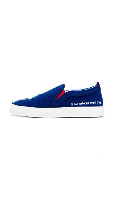 Shop Joshua Sanders Paris Slip On Sneakers In Blue