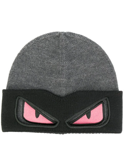 Fendi Eyes Knitted Beanie Hat - Grey