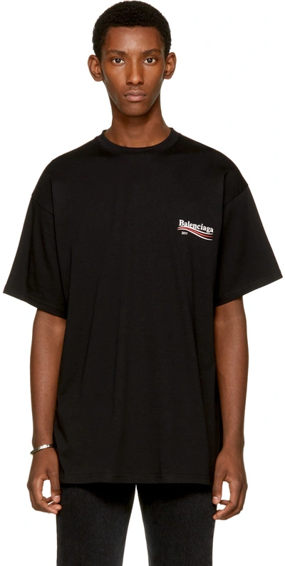 Shop Balenciaga Black Campaign Logo T-shirt In 1000 Black
