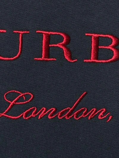 Shop Burberry Embroidered Cotton Blend Jersey Sweatshirt In Blue