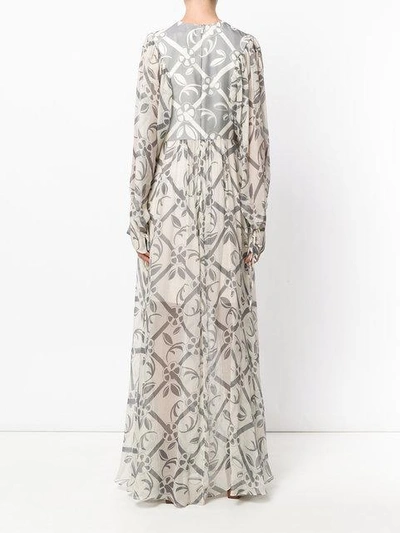 Shop Chloé Floral Print Flared Maxi Dress - Grey