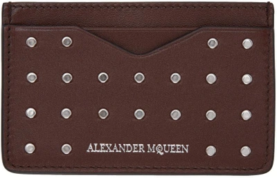 Shop Alexander Mcqueen Burgundy Studded Card Holder