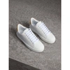 BURBERRY Perforated Check Leather Trainers,40429451