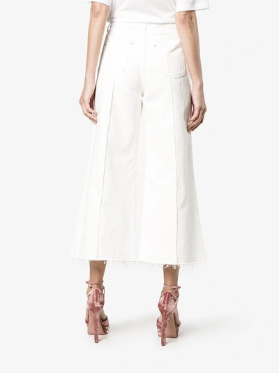 Shop Alexander Mcqueen White High Waisted Culotte Jeans