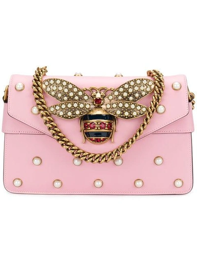 Gucci Pearl Studded Mini Broadway Bee Shoulder Bag