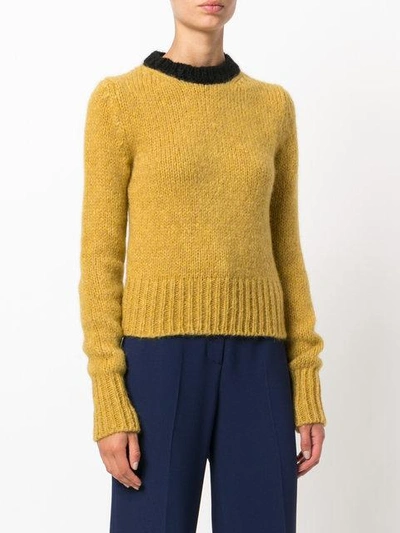 Shop Marni Pullover Mit Kontrastkragen In Yellow