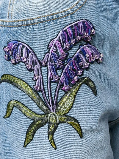 Shop Alexander Mcqueen Floral Embroidered Straight-leg Jeans In Blue