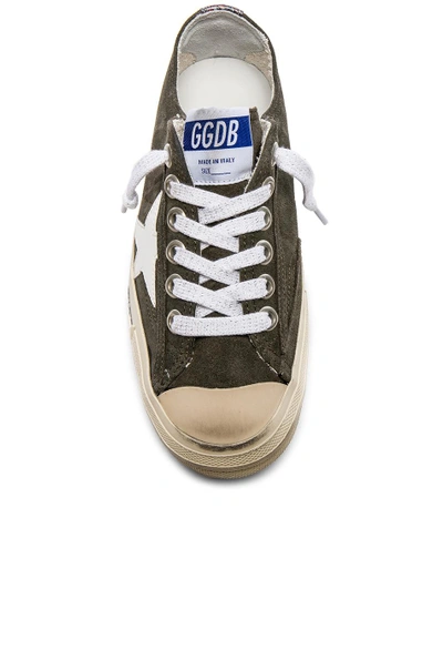 Shop Golden Goose Suede V Star 2 Sneakers In Military Green & White Patent Star