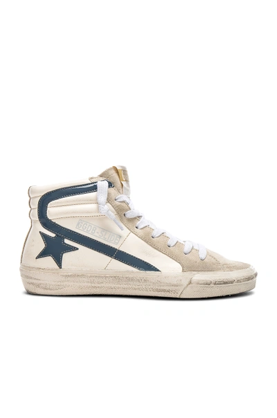 Shop Golden Goose Leather Slide Trainers In Cream & Grey Patent Star