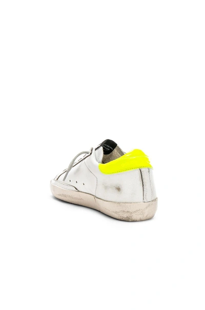 Shop Golden Goose Leather Superstar Sneakers In White, Yellow, Neon. In White & Yellow Fluo Star