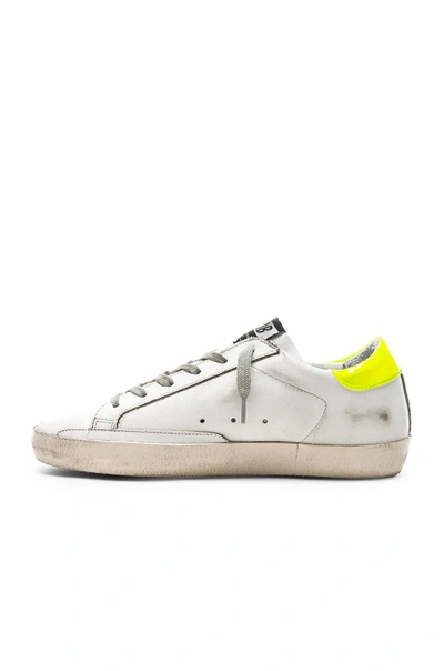 Shop Golden Goose Leather Superstar Sneakers In White, Yellow, Neon. In White & Yellow Fluo Star