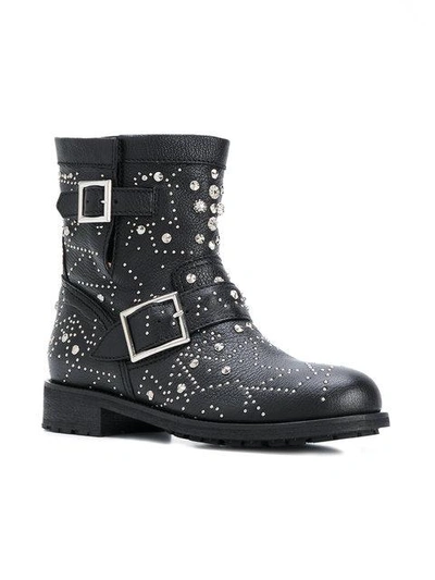 Shop Jimmy Choo Youth Biker Boots In Black