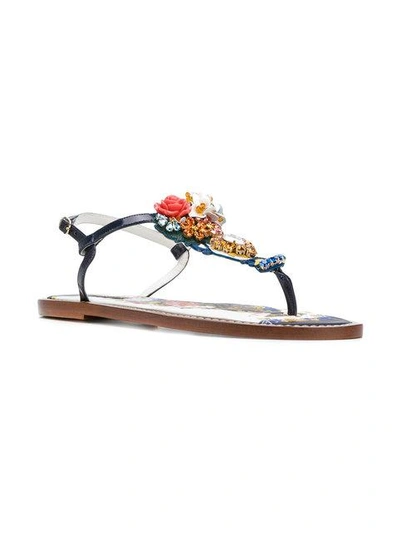 Shop Dolce & Gabbana Floral Embellished Sandals - Multicolour