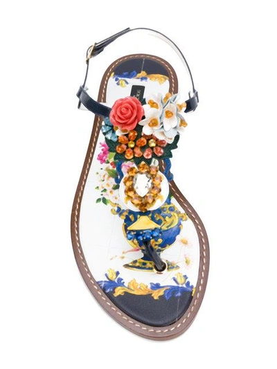 Shop Dolce & Gabbana Floral Embellished Sandals - Multicolour