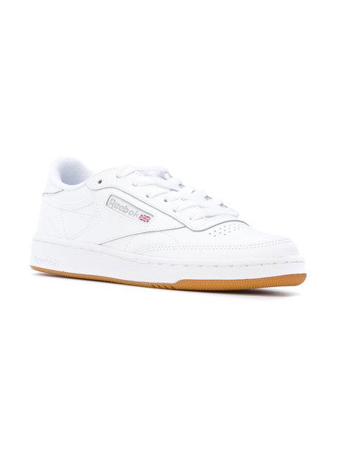 reebok classic club c 85 trainers in white leather with gum sole