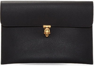 Shop Alexander Mcqueen Black Skull Envelope Clutch