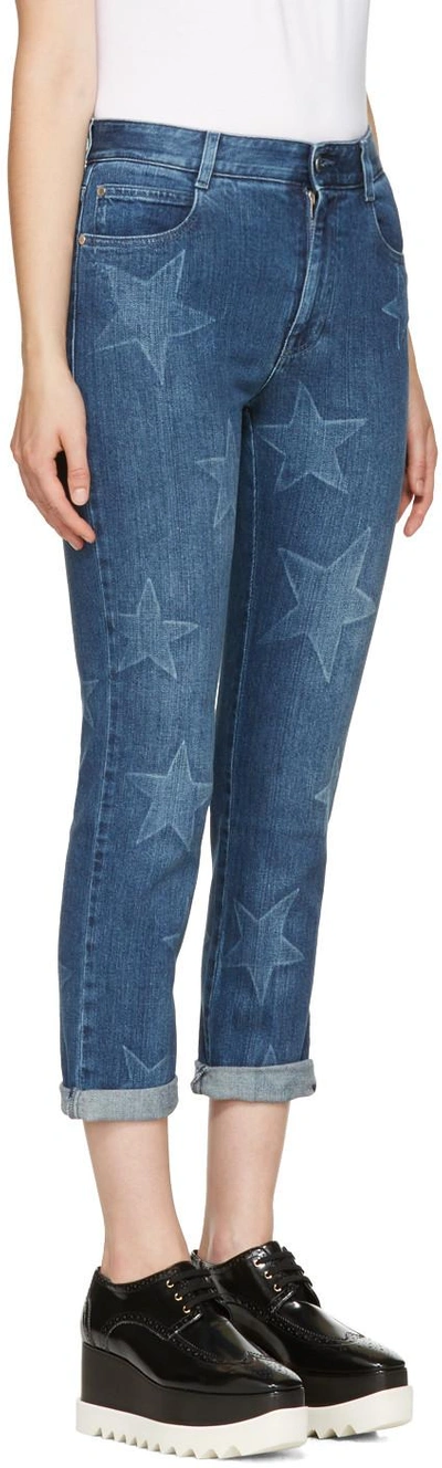 Shop Stella Mccartney Blue Stars Cropped Boyfriend Jeans